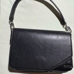 DKNYC Black Leather Shoulder Bag